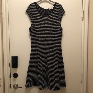 LOFT Black and White Striped Dress